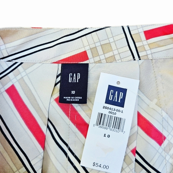 NWT GAP Women's 100% Silk  A-Line Skirt - Red, Cream, Black Geometric, Size 10 - Picture 2 of 4